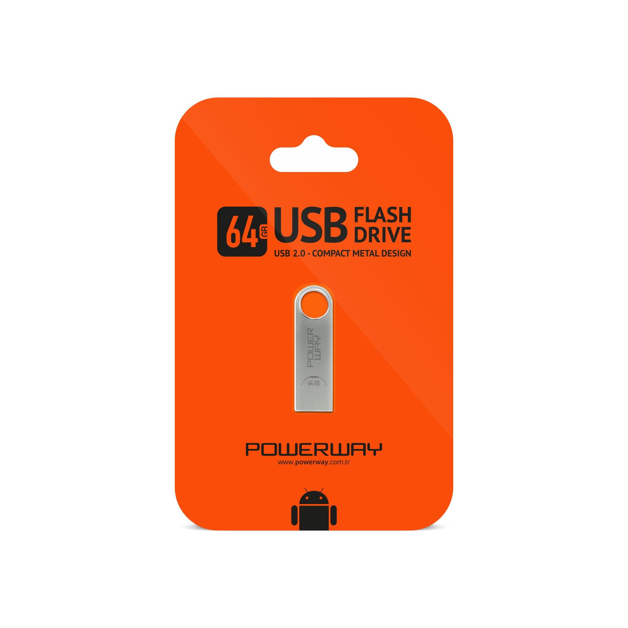 POWERWAY 64GB USB METAL FLASH BELLEK 4.00 Dolar + KDV