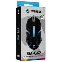 Everest SM-G62 Usb Siyah Işıklandırmalı Oyuncu Mouse