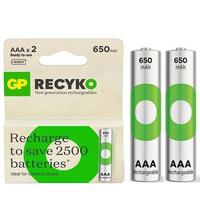 GP Recyko 650 Mah R03 AAA Şarjlı 2'li İnce Pil