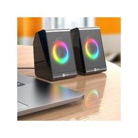 Lecoo DS100 Kablolu 1+1 6W RGB Aydınlatmalı Stereo Soundbar Masaüstü Hoparlör Siyah