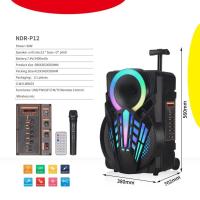 NDR-P12 Mikrofonlu Kumandalı Rgb Ledli Taşınabilir Tekerlekli Bluetooth Hoparlör