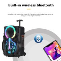 NDR-P12 Mikrofonlu Kumandalı Rgb Ledli Taşınabilir Tekerlekli Bluetooth Hoparlör