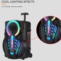 NDR-P12 Mikrofonlu Kumandalı Rgb Ledli Taşınabilir Tekerlekli Bluetooth Hoparlör