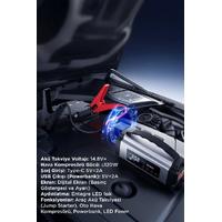 TORİMA APS-01 Araç Hava Kompresörü Akü Takviyeli Marş Özellikli Dijital Ekranlı Işıklı Taşınabilir Kompresör 