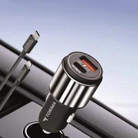 Torima C16 45W Silver Araç Şarj Cihazı Lıghtnıng Kablolu Hızlı Şarj Adaptörü