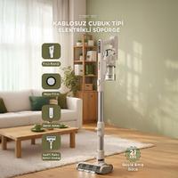 TORİMA CSVC-100 Kablosuz Katlanabilir Hafif UV Işıklı Dikey Şarjlı Süpürge 300W 21KPa