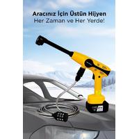 Torima D-015 Sarı Akülü Şarjlı Yüksek Basınçlı Oto Araba Bahçe Yıkama,Temizleme Su Tabancası