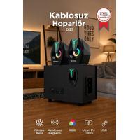 TORİMA D37 Bilgisayar Hoparlörü Rgb Işıklı 2+1 Subwoofer Bluetooth Hoparlör Speaker 