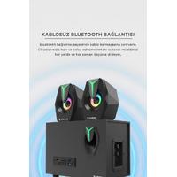 TORİMA D37 Bilgisayar Hoparlörü Rgb Işıklı 2+1 Subwoofer Bluetooth Hoparlör Speaker 