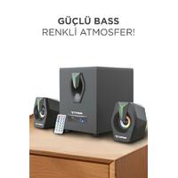 Torima D38 Siyah Bluetooth Hoparlör 2in1 Subwoofer RGB Işıklı Bilgisayar Hoparlörü Speaker