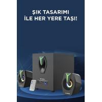 Torima D38 Siyah Bluetooth Hoparlör 2in1 Subwoofer RGB Işıklı Bilgisayar Hoparlörü Speaker