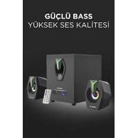 Torima D38 Siyah Bluetooth Hoparlör 2in1 Subwoofer RGB Işıklı Bilgisayar Hoparlörü Speaker