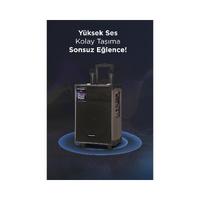 Torima D46 Kahverengi USB, TF, BT, TWS, FM Çift Mikrofonlu Hoparlör Parti Speaker