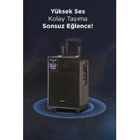 Torima D46 Kahverengi USB, TF, BT, TWS, FM Çift Mikrofonlu Hoparlör Parti Speaker