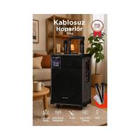 Torima D46 Kahverengi USB, TF, BT, TWS, FM Çift Mikrofonlu Hoparlör Parti Speaker