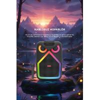 TORİMA D84 Bluetooth Hoparlör RGB LED Işıklı Kablosuz Mikrofonlu Taşınabilir Karaoke Speaker 