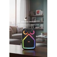 TORİMA D84 Bluetooth Hoparlör RGB LED Işıklı Kablosuz Mikrofonlu Taşınabilir Karaoke Speaker 