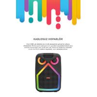 TORİMA D84 Bluetooth Hoparlör RGB LED Işıklı Kablosuz Mikrofonlu Taşınabilir Karaoke Speaker 