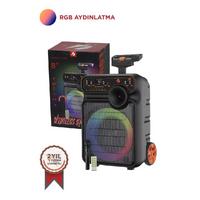 Torima KTS-1590 Kablosuz Mikrofonlu Kumandalı Rgb Ledli Taşınabilir Tekerlekli Bluetooth Hoparlör