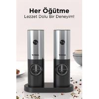 Torima KYMQ-16-BS Siyah Pilli Işıklı Otomatik Yeni Nesil Tuz Karabiber Değirmeni Baharat Öğütücü