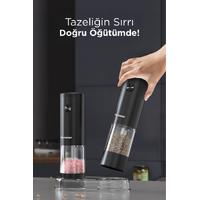 Torima KYMQ-44B-BS Siyah Pilli Işıklı Otomatik Yeni Nesil Tuz Karabiber Değirmeni Baharat Öğütücü