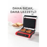 Torima TG-PRO1000 Siyah-Kırmızı 2200W Dijital Ekranlı Tost Izgara Makinesi Çıkarılabilir Plaka