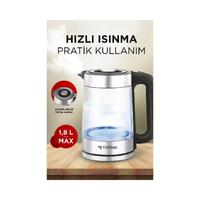 TORİMA TY-083 Cam Led Işıklı 1500W 1.8L Kettle Su Isıtıcı 