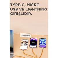 Torima U160 Siyah 3 IN 1 Usb To Type-c , Lightning , Micro Uçlu Şarj Data Kablosu