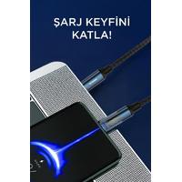 Torima U22 Siyah Type-C to Type-C 60W Hızlı Şarj Kablosu – LED Ekranlı, Dayanıklı Örgü Kablo