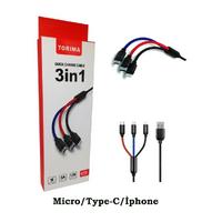 TORİMA U35 Şarj Kablosu Type-C Lightning Micro 3IN1 Hızlı 3.0A Data Kablo