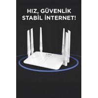 Torima WR50Q Beyaz Kablosuz 300Mbps WiFi Router 6 Güçlü Anten Geniş Kapsama 2.4GHz 4 Portlu
