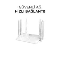 Torima WR50Q Beyaz Kablosuz 300Mbps WiFi Router 6 Güçlü Anten Geniş Kapsama 2.4GHz 4 Portlu