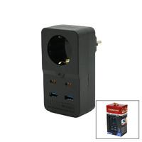 WINBOSS WN-3438 TERMAL AKIM KORUMALI ( 1XPRİZ ) ( 2X USB ) ( 2X TYPE-C ) DUVAR TİPİ PRİZ SİYAH ( 10A & 2500W )*105