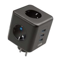 Winnboss WN-3440 Akım Korumalı Isıya Dayanıklı 3 lü Duvar Tipi Priz 3 Adet USB 2500W 10A