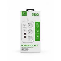 YK DESIGN YK-3454 POWER SOCKET AKIM KORUMALI PRİZ 2XTYPE-C 4X USB GİRİŞİ 
