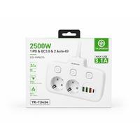 YK DESIGN YK-T3434 3.1A 3X USB 1XTYPE-C AKIM KORUMALI PRİZ 