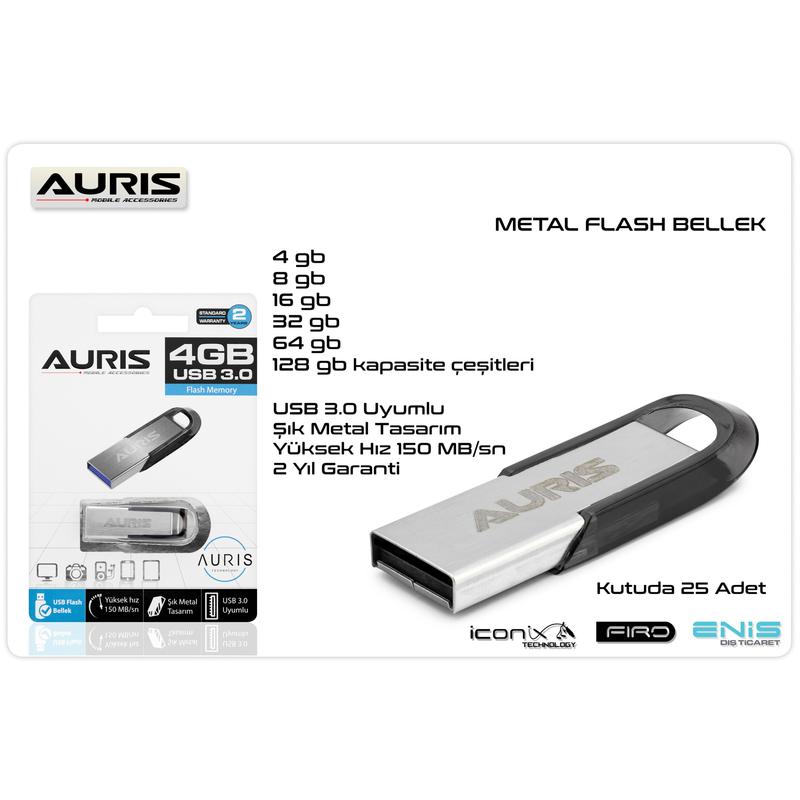 Auris 16 GB Metal Flash Bellek USB 3.0