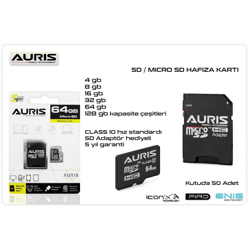 Auris 16 GB Micro SD Class 10 Hafıza Kartı SD Adaptörlü