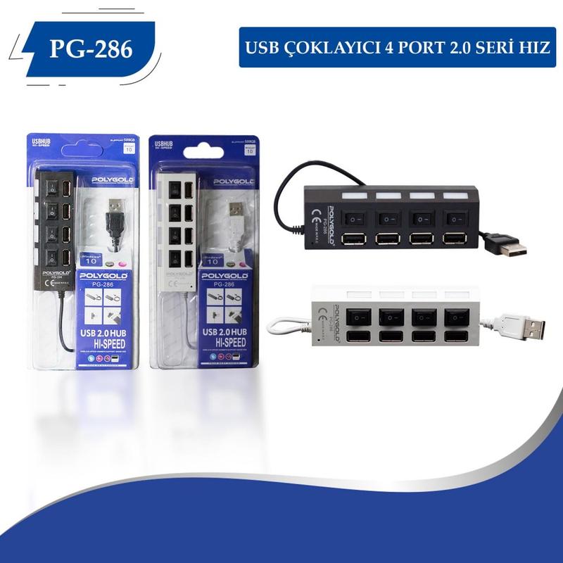 POLYGOLD PG-286 USB Çoklayıcı 4 Port 2.0 Seri Hız