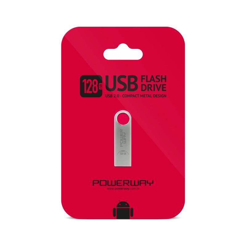 POWERWAY 128GB USB METAL FLASH BELLEK