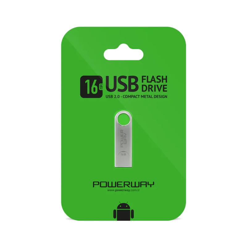 POWERWAY 16GB USB METAL FLASH BELLEK
