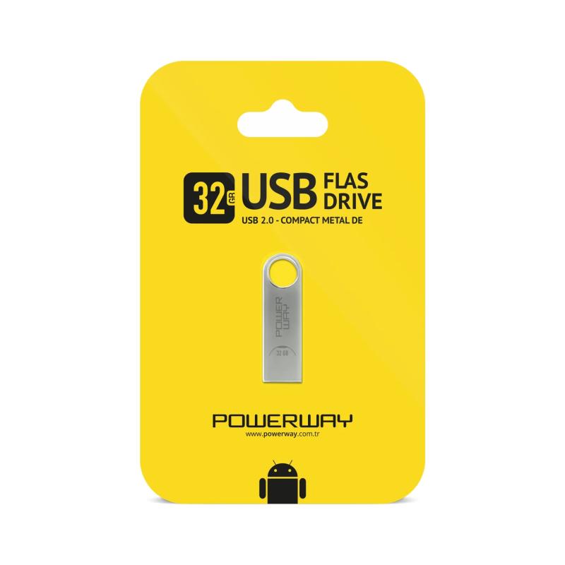 POWERWAY 32GB USB METAL FLASH BELLEK