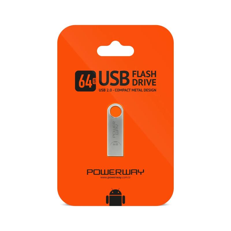 POWERWAY 64GB USB METAL FLASH BELLEK