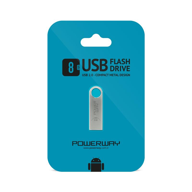 POWERWAY 8GB USB METAL FLASH BELLEK