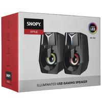 Snopy SN-X22 STYLE 2.0 Multimedia Led Işıklı 3W*2 Siyah USB Gaming Speaker Hoparlör